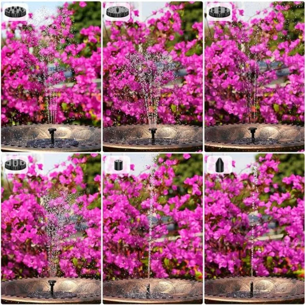 3.5W Solar Fountain, Solar Powered Fountain Pump with 6 Nozzles, Solar Birdbath